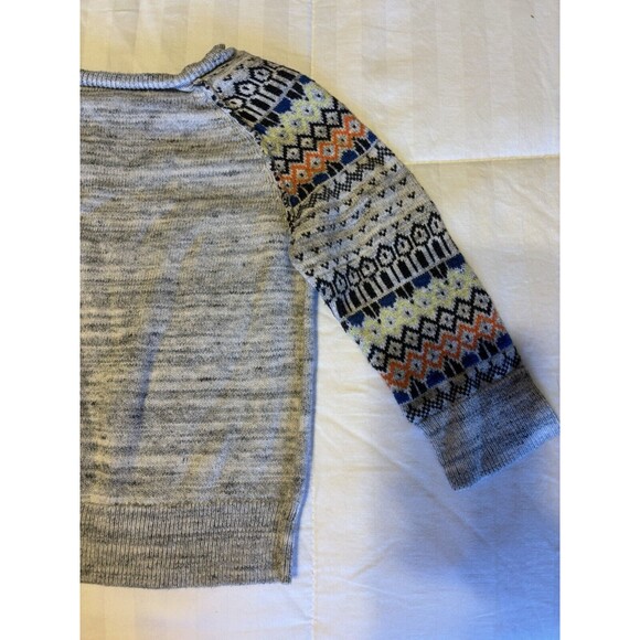 Genuine Kids Oshkosh Toddler 2T Raglan Cotton Sweater Heather Gray Geometric - Picture 5 of 5